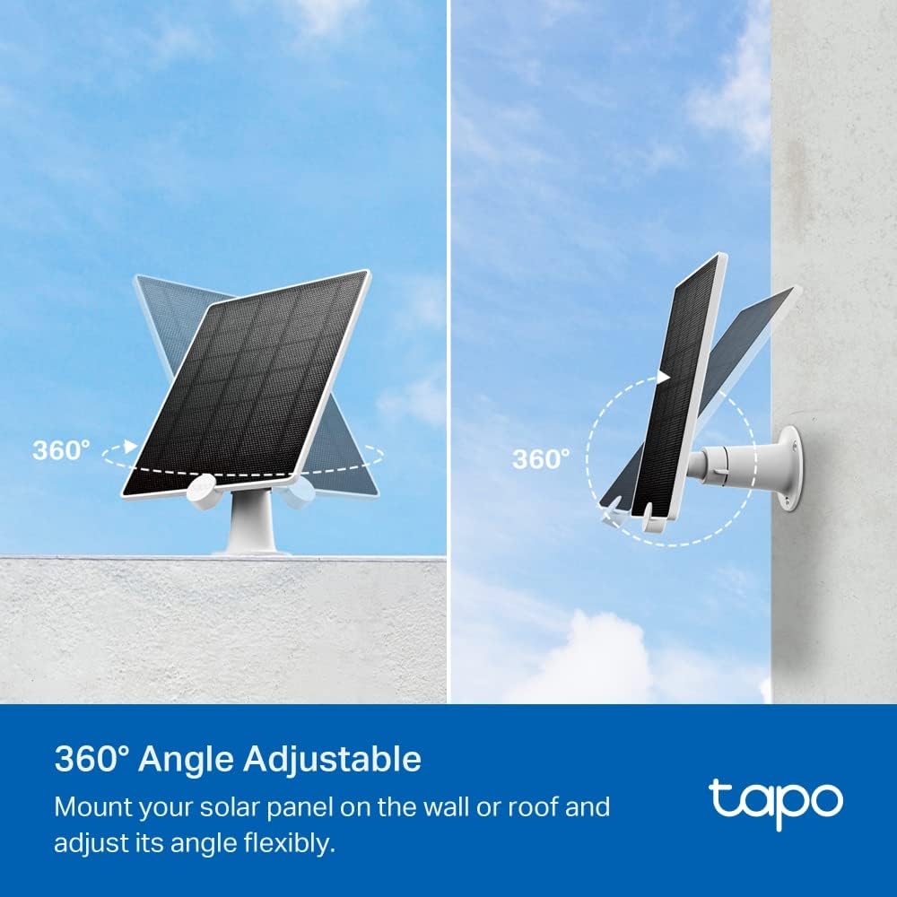 TP-LINK Tapo A200 Solarpanel, umweltfreundliche, saubere Energieversorgung für Tapo Akku-Kameras (Tapo C400, Tapo C420, Tapo C425), IP65 wetterfest, 360° anpassbar, 4m Kabel