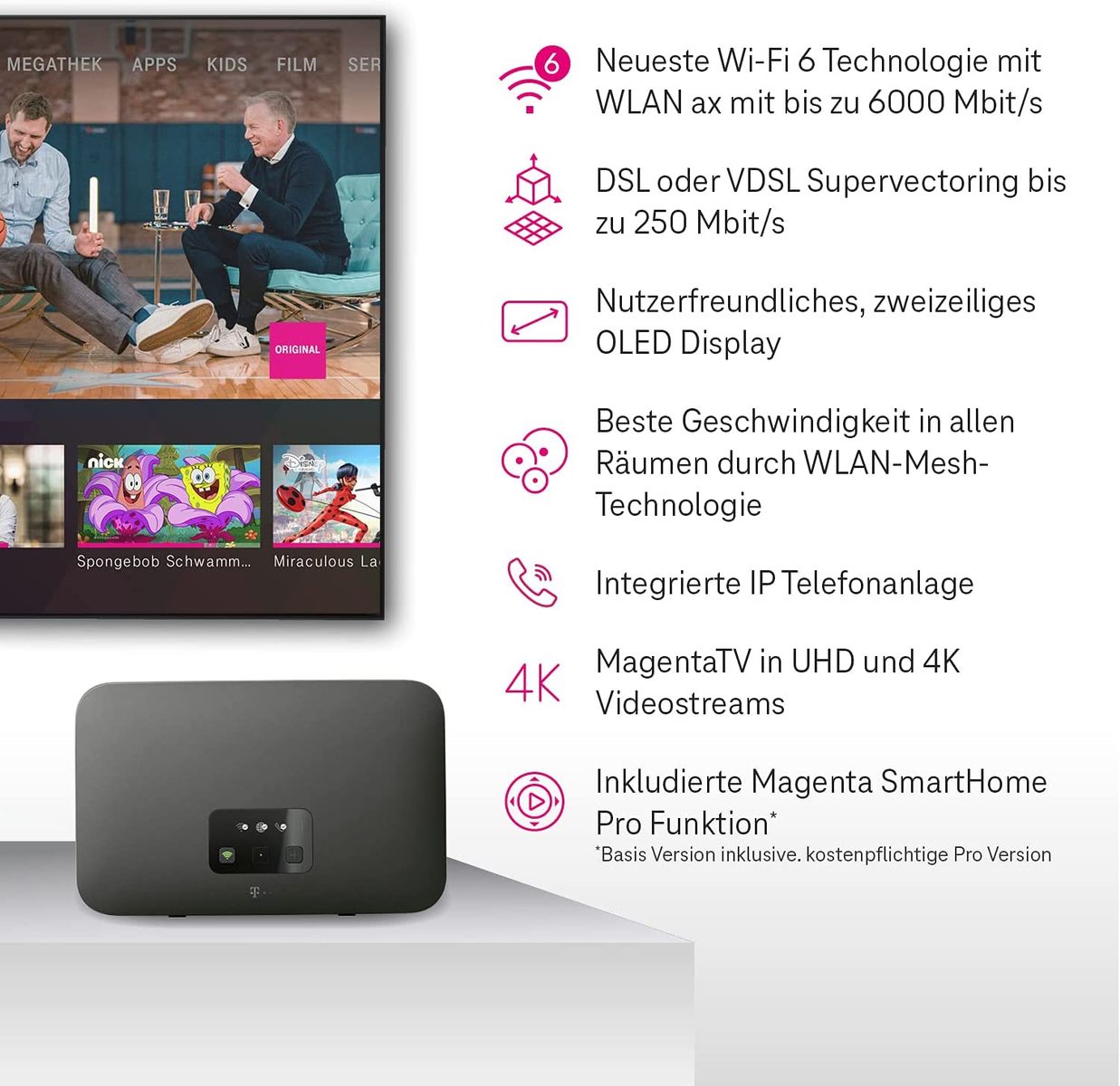 Telekom router Speedport Smart 4 Wi-Fi 6 up to 6000 Mbit/s WLAN mesh technology & Magenta SmartHome Basis