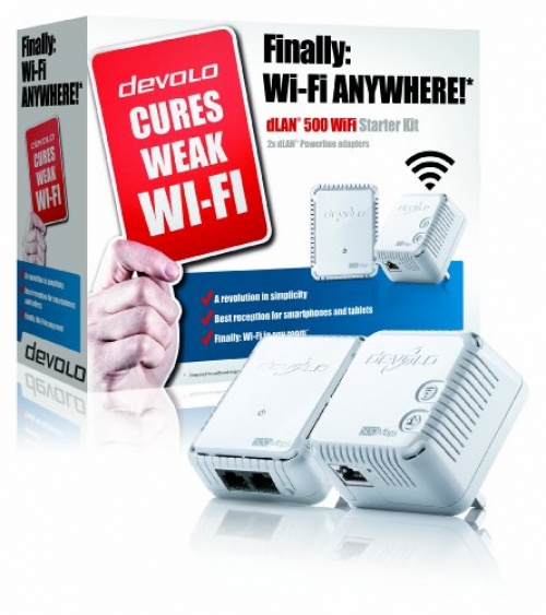 devolo dLAN 500 Wi-Fi Starter Kit PowerLan 2er Set UK