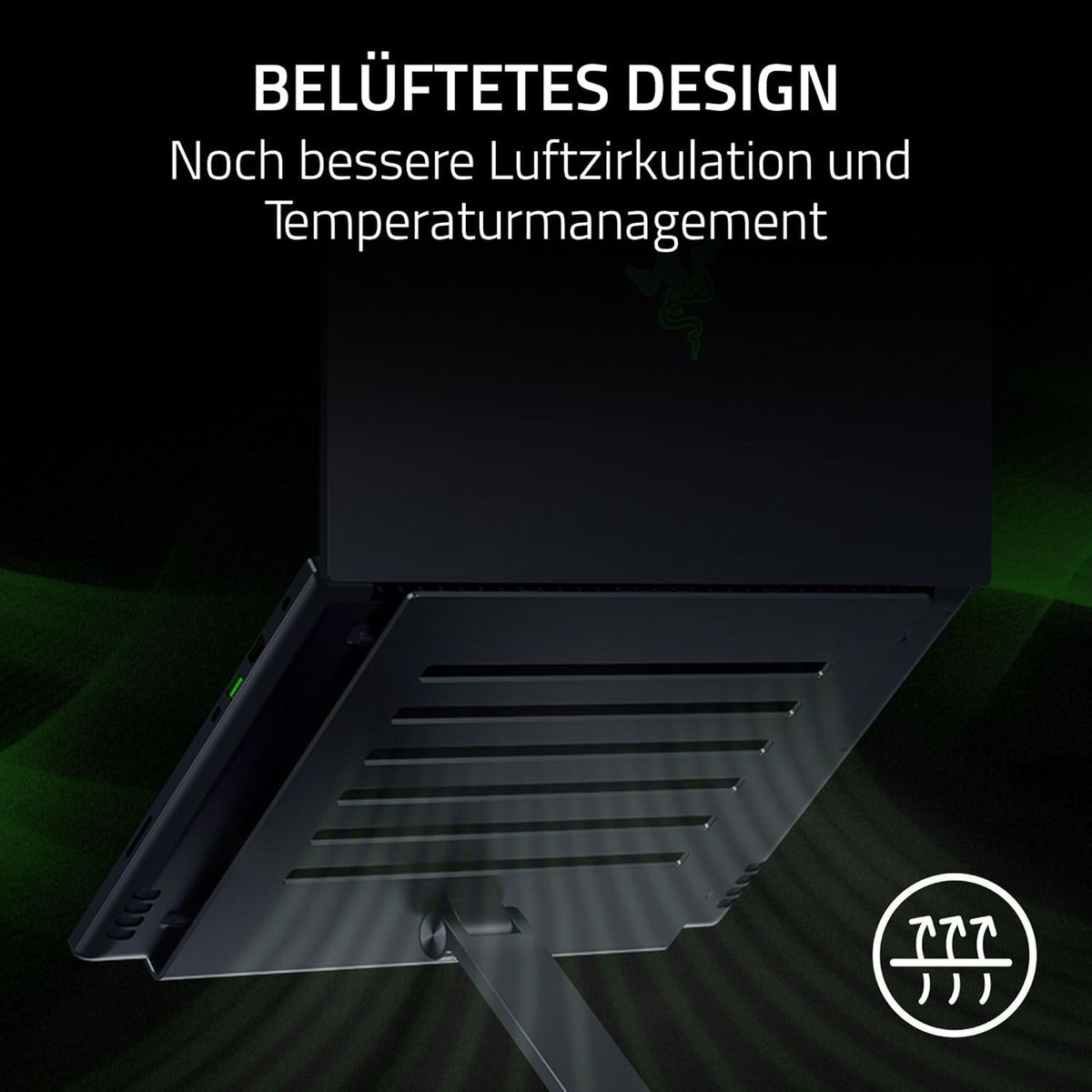 Razer Adjustable Laptop Stand - Ergonomischer höhenverstellbarer Laptop-Ständer für Laptops bis zu 18“ Zoll (höhen- und neigungsverstellbar, Robustes Aluminium, belüftetes Design) Schwarz