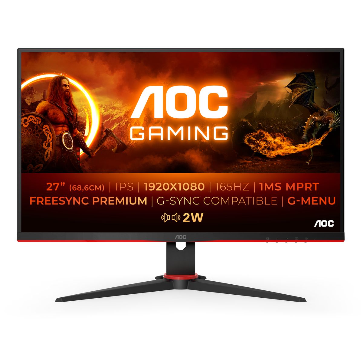 AOC G2 27G2SPAE/BK LED display 68,6 cm (27") 1920 x 1080 Pixel Full HD Schwarz, Rot