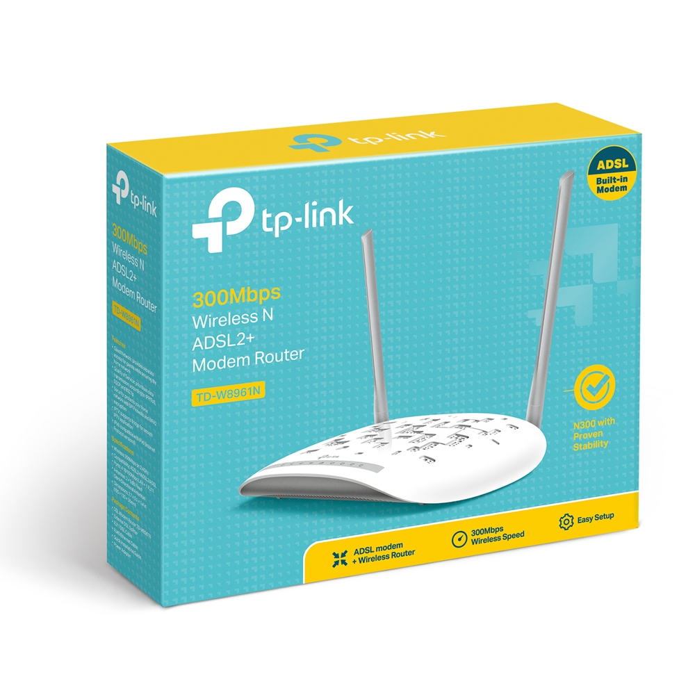 TP-Link TD-W8961N WLAN-Router Schnelles Ethernet Einzelband (2,4GHz) Grau, Weiß