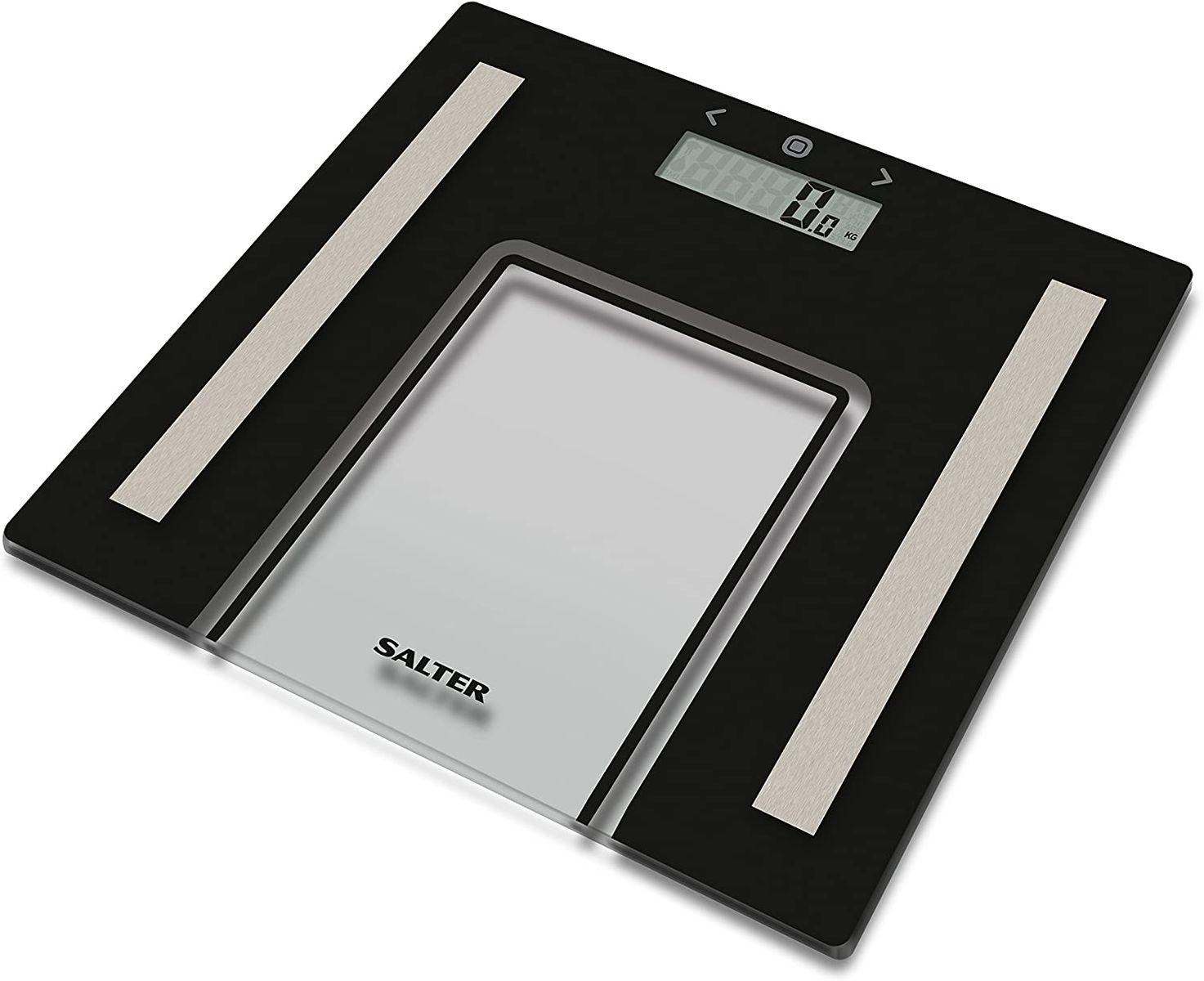 SALTER glass analytical scale, Weigh weight, body fat, body water percentage, BMI, Person memory for up to 8 people, Athlete mode, Slim design, Easy to read display.
