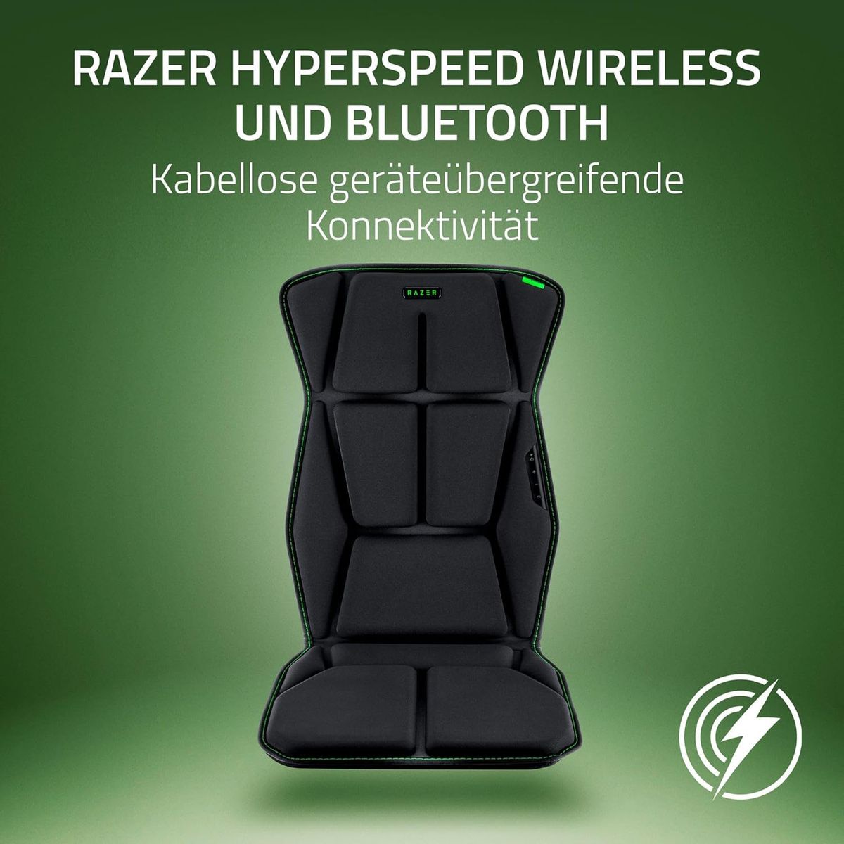 Razer Freyja - Gaming-Sitz-Kissen Auflage mit Razer Sensa HD-Haptik (HyperSpeed Wireless und Bluetooth, für Gaming- und Bürostühle, Haptik-EQ per Razer Synapse) Schwarz