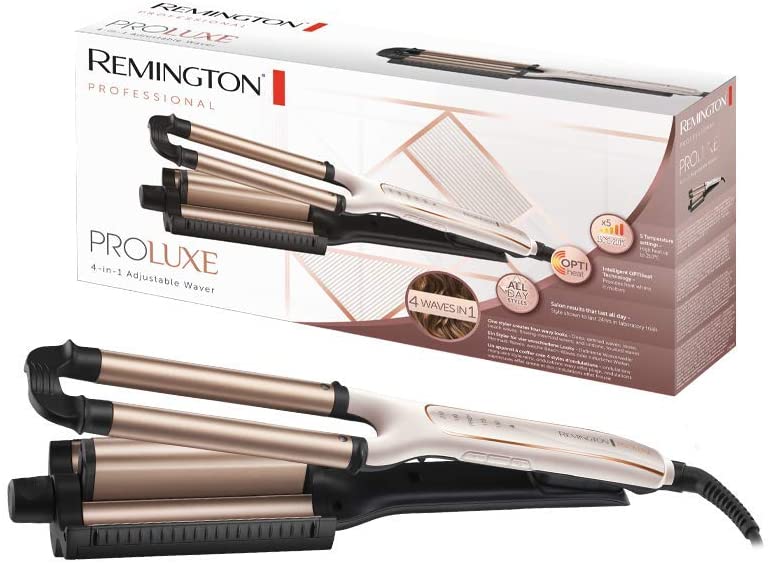 Remington CI91AW ProLuxe 4-in-1-Waver: Beach Waves, Natural Casual Waves, Water Waves, Mermaid Waves (Digitalanzeige, Temperaturregelung bis 210C), Lockenstab, Multistyler CI91AW