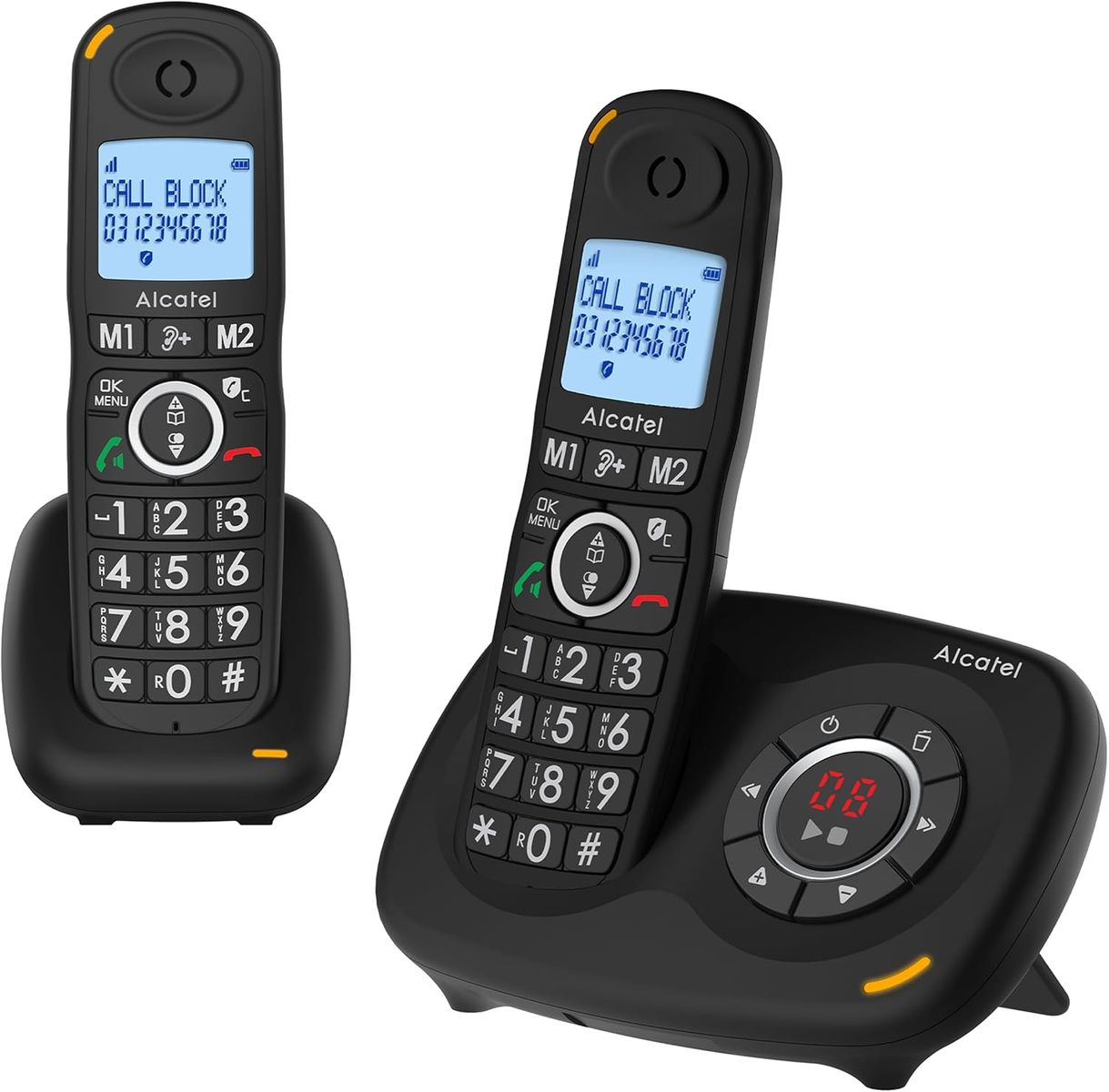 Alcatel XL595 Voice Duo schnurloses Großtastentelefon mit Zwei Mobilteilen und Anrufbeantworter extra großes Festnetztelefon für zuhause mit Anrufschutz