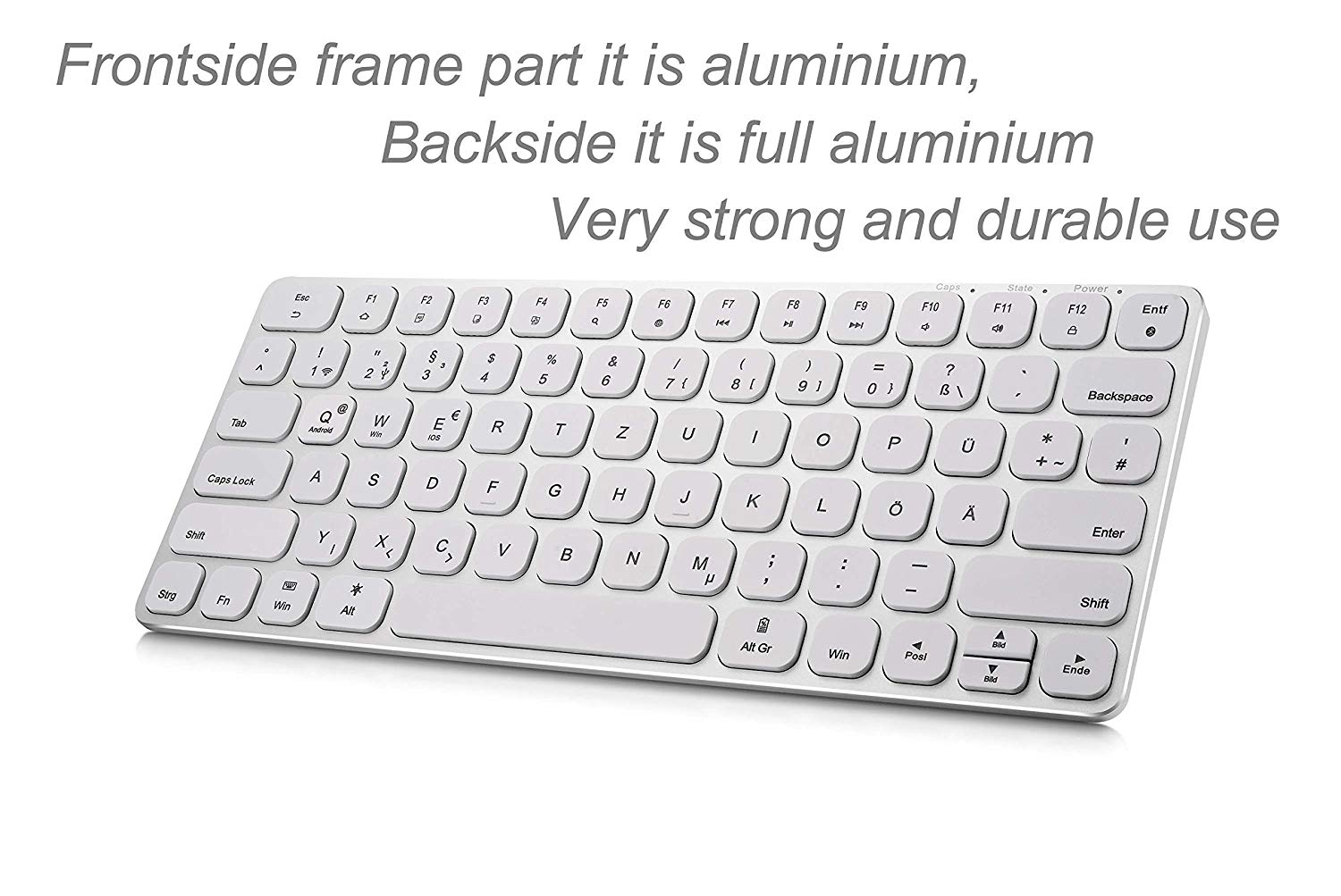 SUPREMERY Full Aluminum Free Bluetooth Keyboard Wireless or Cable Operation with Backlight