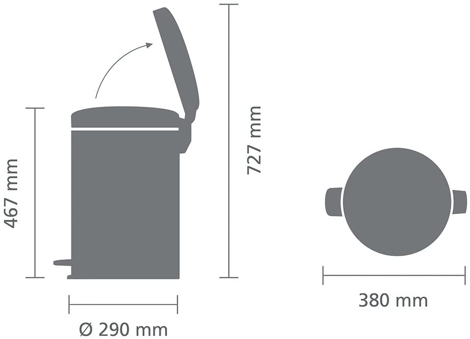 Brabantia 111846 Pedal bin with plastic inner bucket, steel, White, 20 liters