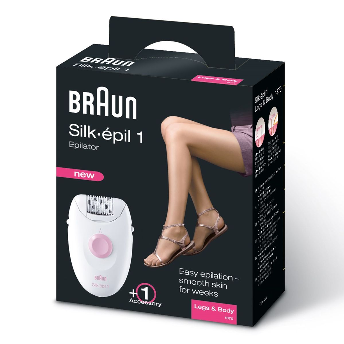 Braun 1370 Silk Epil Epilator for Legs & Body ACUPWR TM Plug Kit -