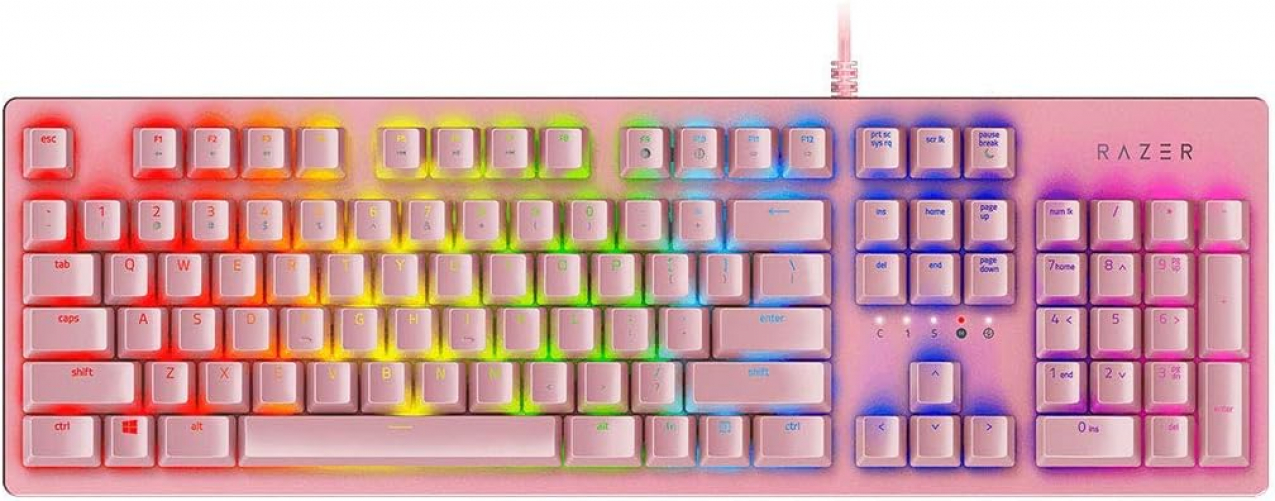 Razer Huntsman V2 TKL Gaming Keyboard Optical Red Switches Chroma RGB Quartz Pink US-Layout ISO