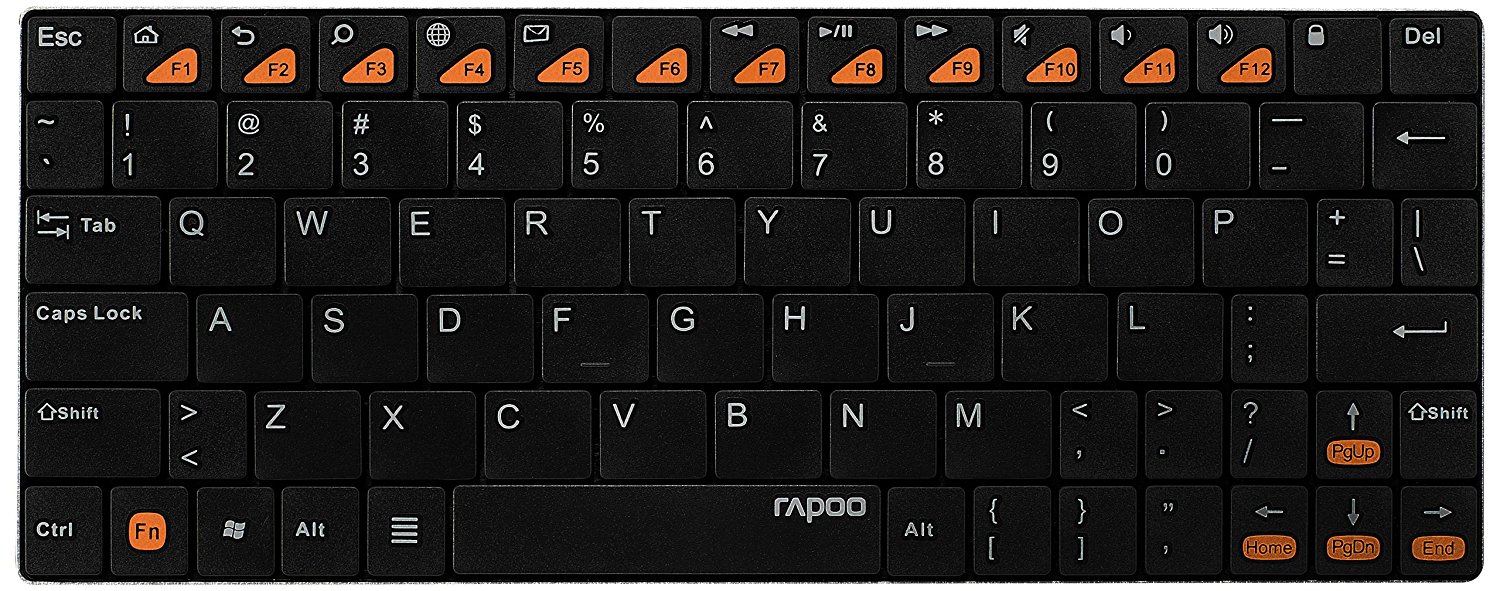 rapoo E6500 - Compact Bluetooth Keyboard for Android Blade Series Black (DEU Layout - QWERTZ)