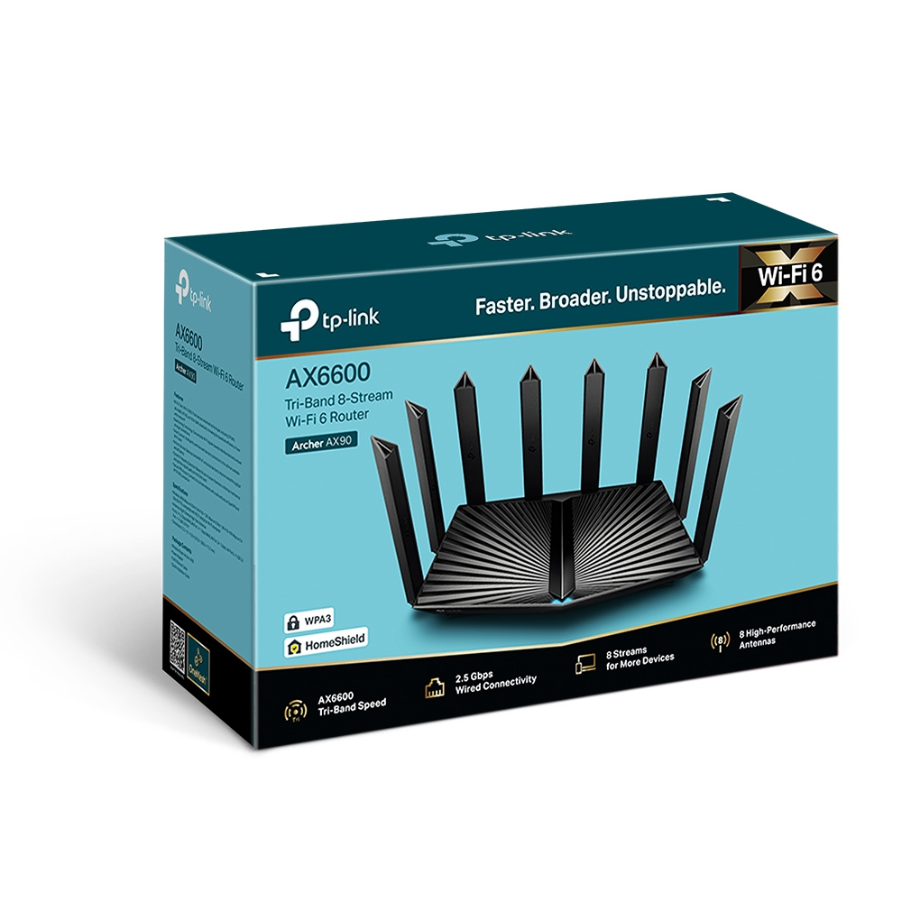 TP-Link Archer AX90 AX6000 Tri Band Gigabit Wi-Fi 6 WLAN Router OneMesh Black v1.0