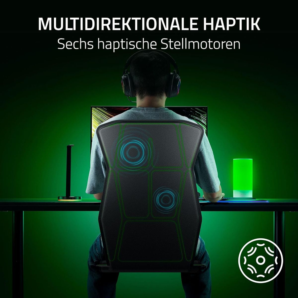 Razer Freyja - Gaming-Sitz-Kissen Auflage mit Razer Sensa HD-Haptik (HyperSpeed Wireless und Bluetooth, für Gaming- und Bürostühle, Haptik-EQ per Razer Synapse) Schwarz