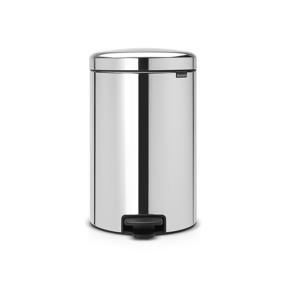Brabantia 113987 pedal bin with plastic inner bucket, steel, Brilliant Steel, 20 liters Brilliant Steel 20 liters