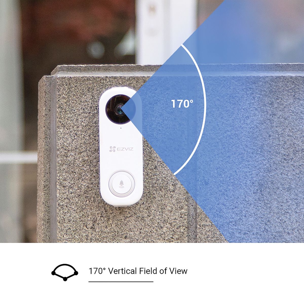 EZVIZ 2MP Bell Set with AI Person Detection and Chime, Two-Way Audio, 170° Field of View, H.265 Compression, Dual Band Wi-Fi, DB1C Kit