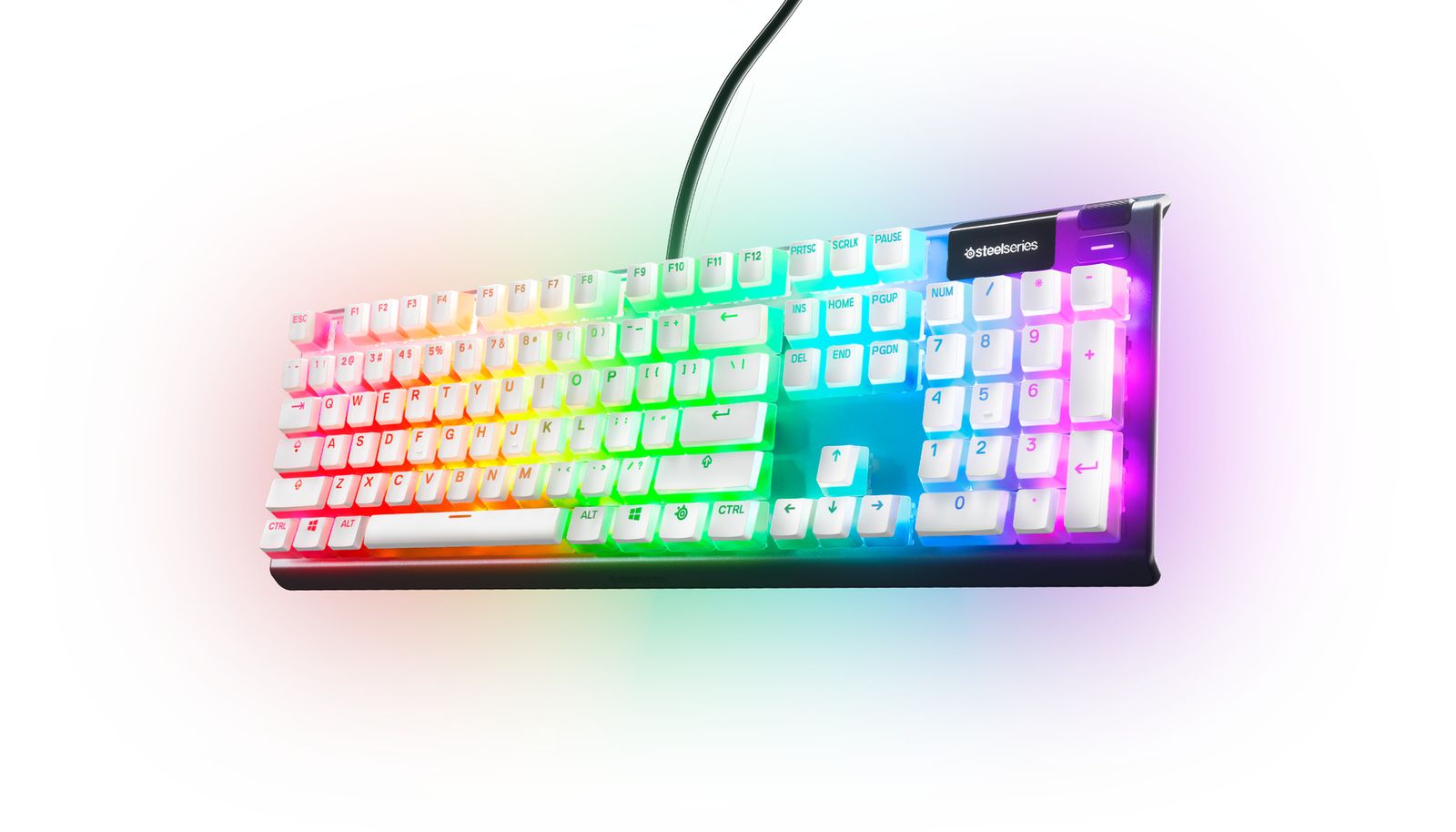 SteelSeries PrismCaps u2013 Double-Shot-Tastenset mit u201ePuddingu201c-Optik u2013 Kompatibilitu00e4t mit allen gu00e4ngigen mechanischen Tastaturen u2013 MX-Stu00f6u00dfel u2013 Weiu00df (Skandinavisches Tastaturlayout) - (NORDIC Layout -
