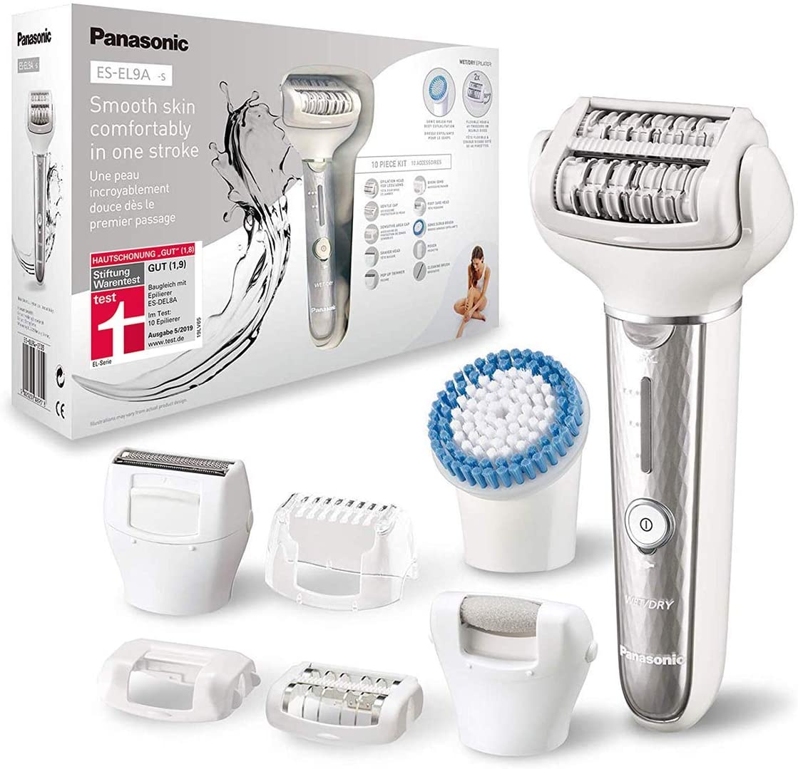 Panasonic epilator with body brush, 7-in-1, ladies, wet & dry, attachment for underarms and bikini line