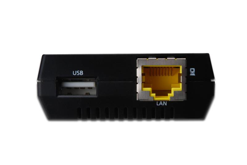 digitus USB Netzwerkserver DIGITUS 1-Port Printserver NAS + USB HUB