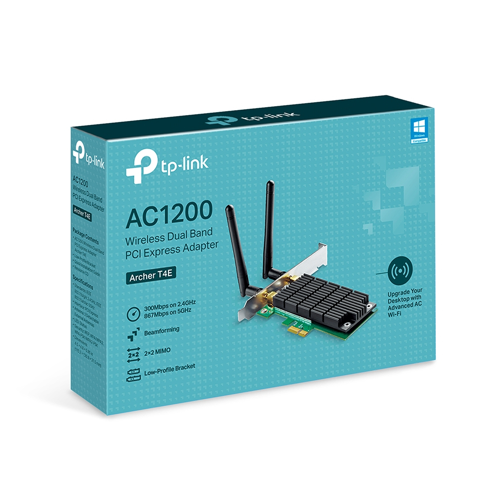 TP-Link Archer T4E WLAN 867 Mbit/s PCI Express Dual-Band Wi-Fi 5 WPA2 Externe Antennen