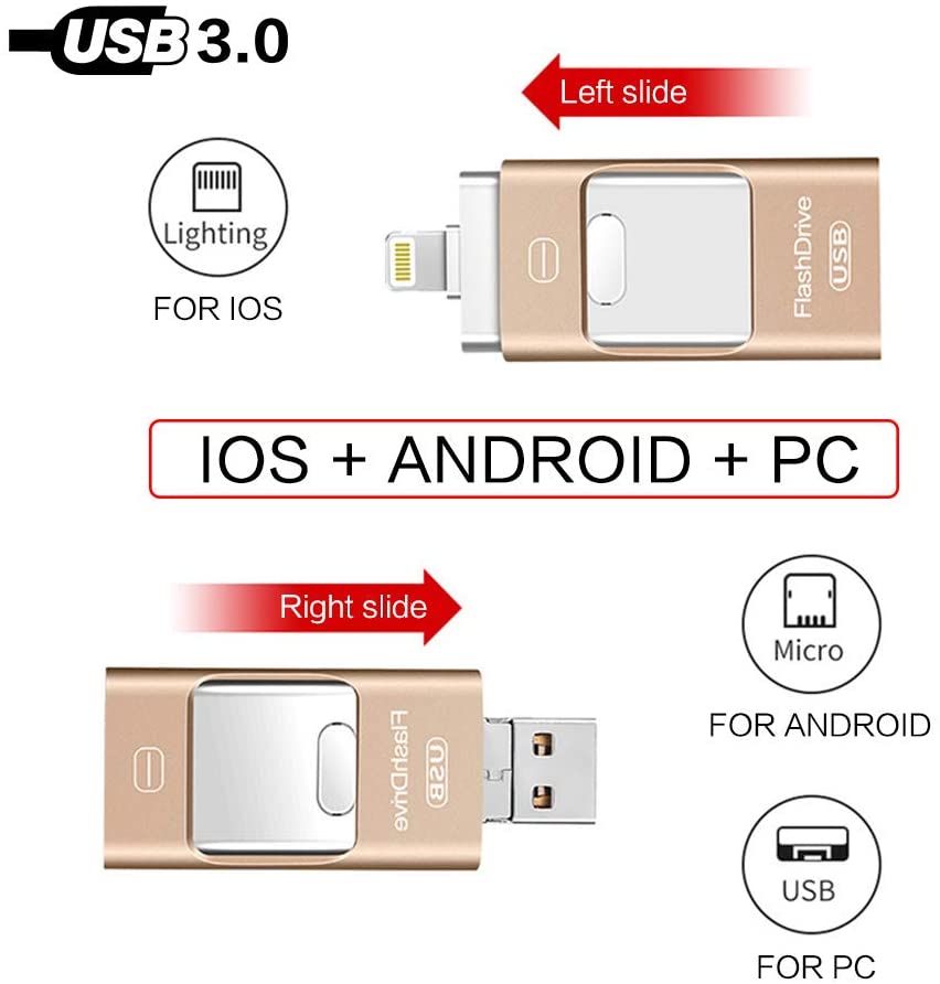 Kaulery Chiavetta USB Pendrive 256GB per iPhone USB 3.0 Flash Drive Memoria Stick Espansione Memoria per iOS iPad Android PC (256GB)