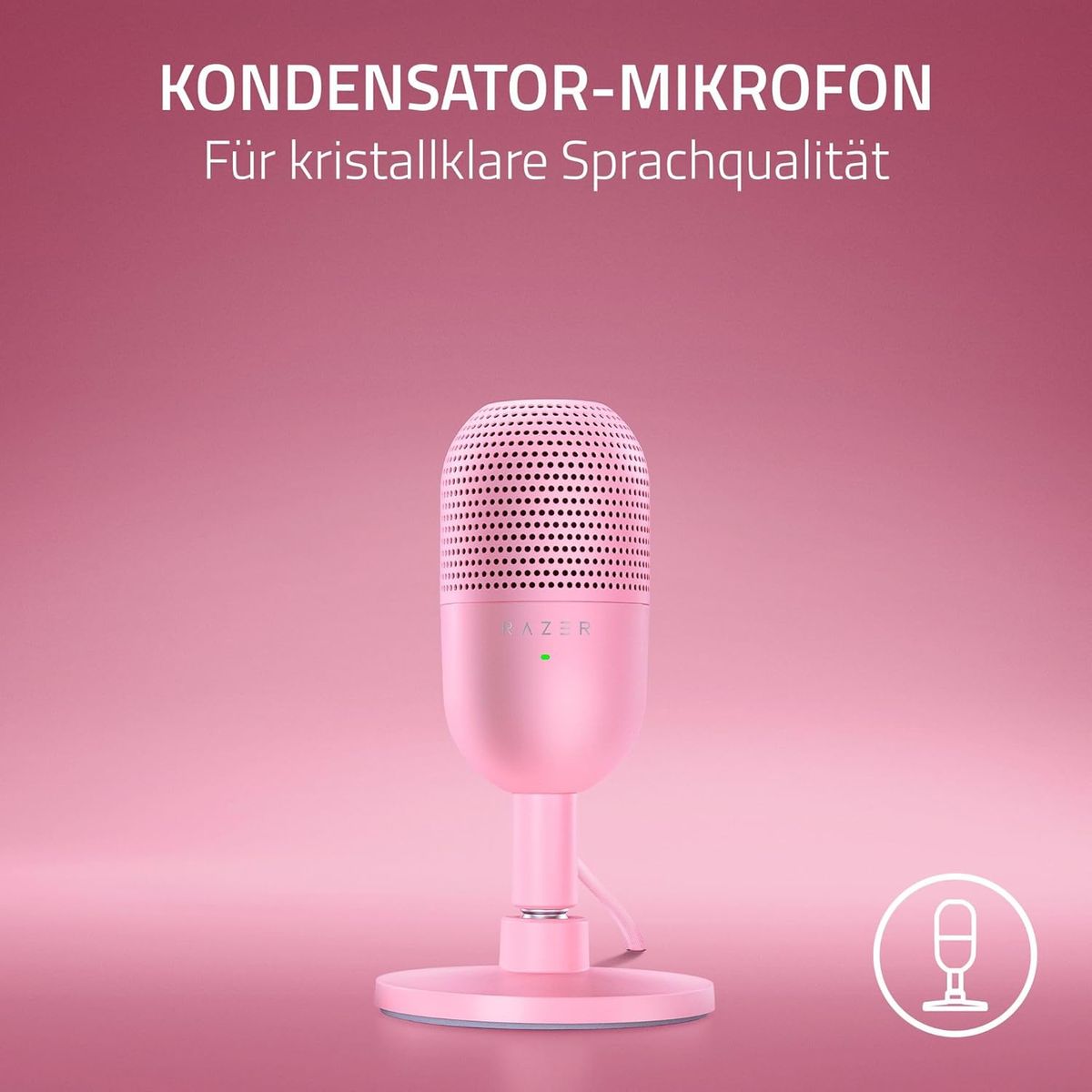 Razer Seiren V3 Mini - Ultrakompaktes USB-Mikrofon (14mm Supernieren Kondensatormikrofon, Tap-to-Mute-Sensor mit LED-Anzeige, integrierter Stoßdämpfer, Plug-and-Play Design) Quartz
