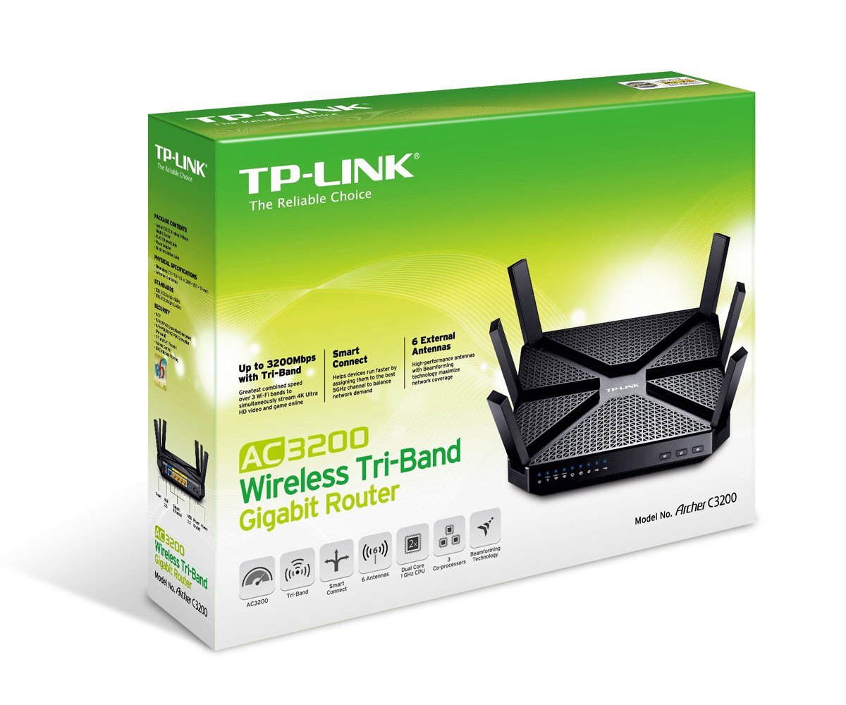 TP-Link Archer C3200 AC3200 Tri-Band Gigabit WLAN Router 2,4 GHz 2x 5 GHz V1