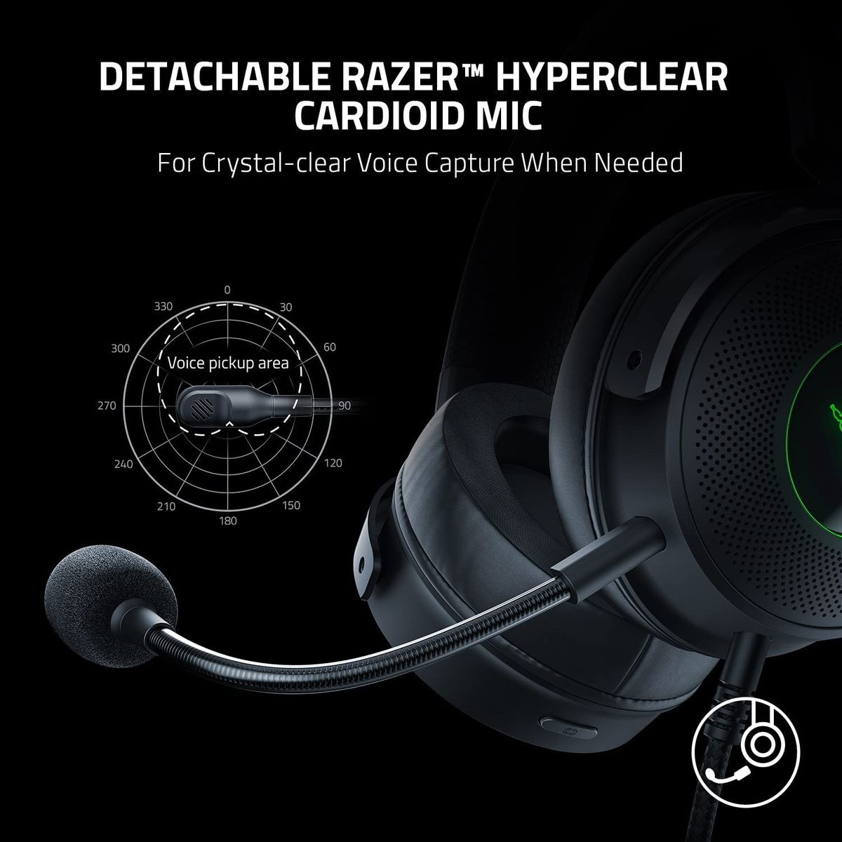 Razer Kraken V3 HyperSense Gaming Headset Virtual 7.1 Surround-Sound USB Chroma RGB for PC Mac PS Black