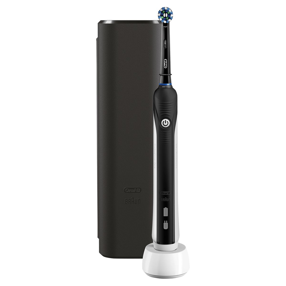 Oral-B PRO 2 2500 Electric Toothbrush/Electric Toothbrush, with 2 brushing modes and visual pressure control for dental care, travel case, Designed by Braun, black Single
