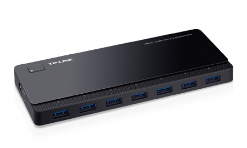 TP-Link UH720 7-Port USB 3.0 HUB + 2 Ladeports (2,4A) für Tablet und Smartphone, inklusive Netzadapter und USB 3.0 Kabel, bis zu 5 Gbit/s, Hot Swapping, unterstützt Windows, Mac OS, Linux, schwarz