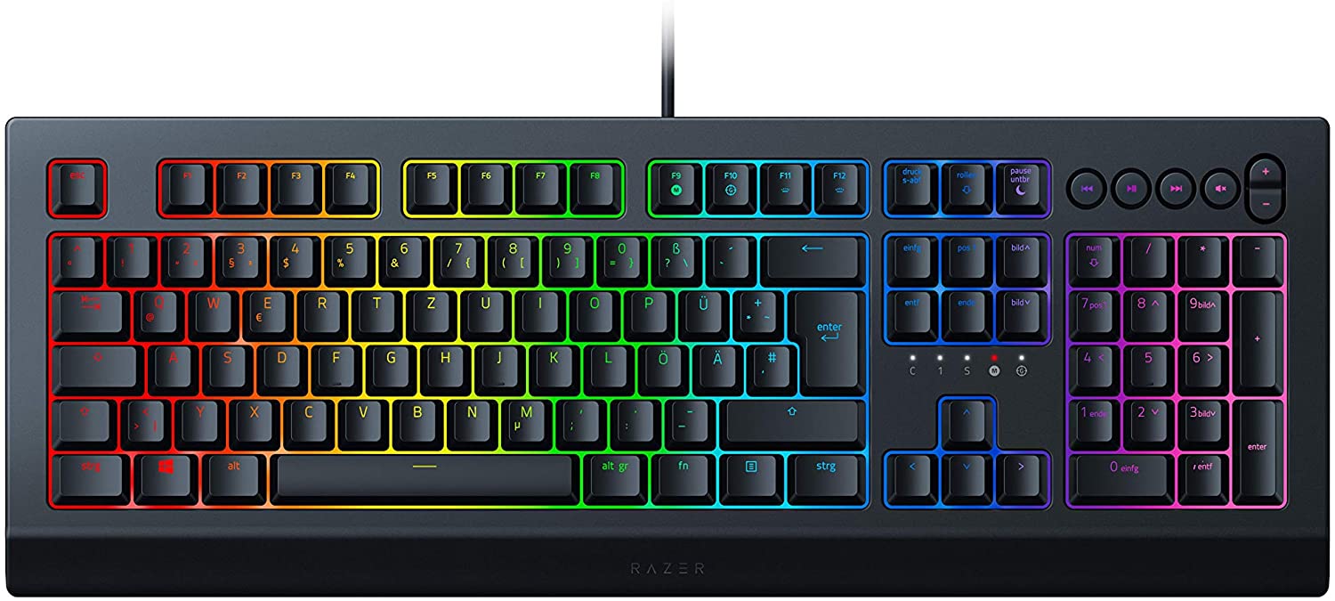 Razer Cynosa V2 Gaming Keyboard Membrane Switches Chroma RGB Media DEU Layout QWERTZ
