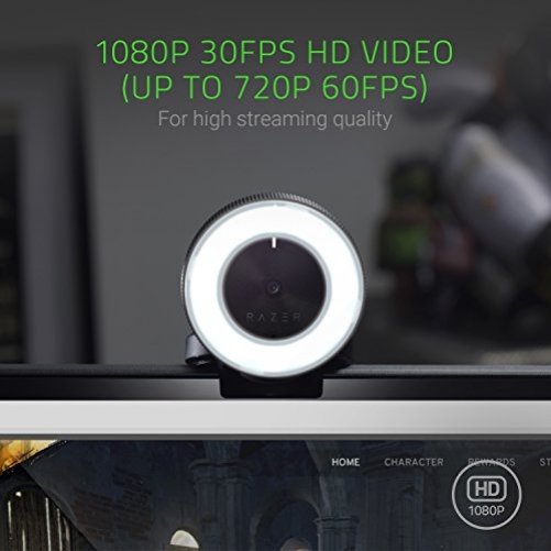 Razer Kiyo Webcam USB Streaming Broadcasting Microphone Ringlight 4MP 720p 60 FPS PC