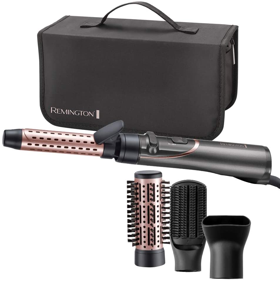 Remington hot air brush rotating automatic Curl & Straight 3-in-1 ion styler: volume curls & smooth styles 4 attachments