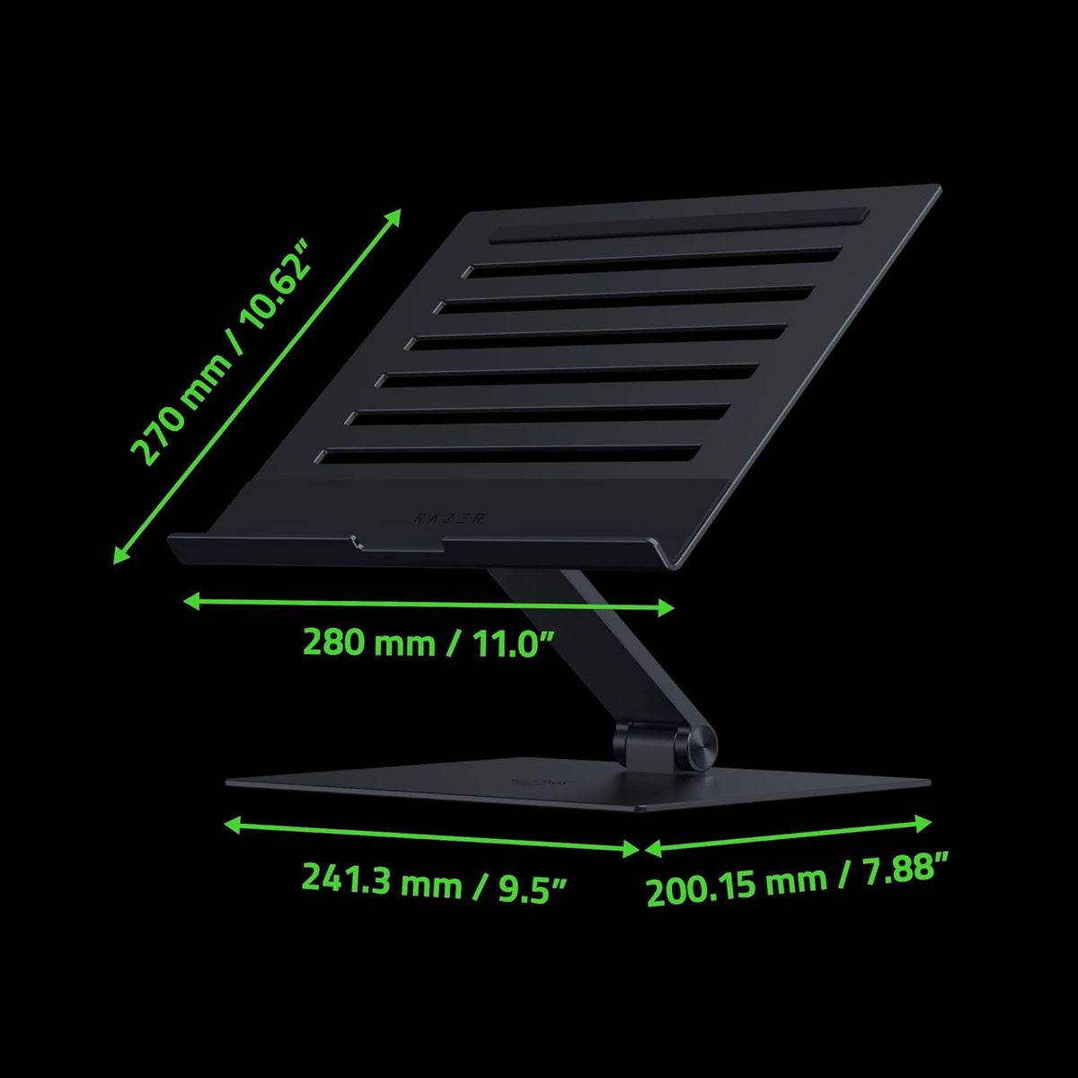Razer Adjustable Laptop Stand - Ergonomischer höhenverstellbarer Laptop-Ständer für Laptops bis zu 18“ Zoll (höhen- und neigungsverstellbar, Robustes Aluminium, belüftetes Design) Schwarz