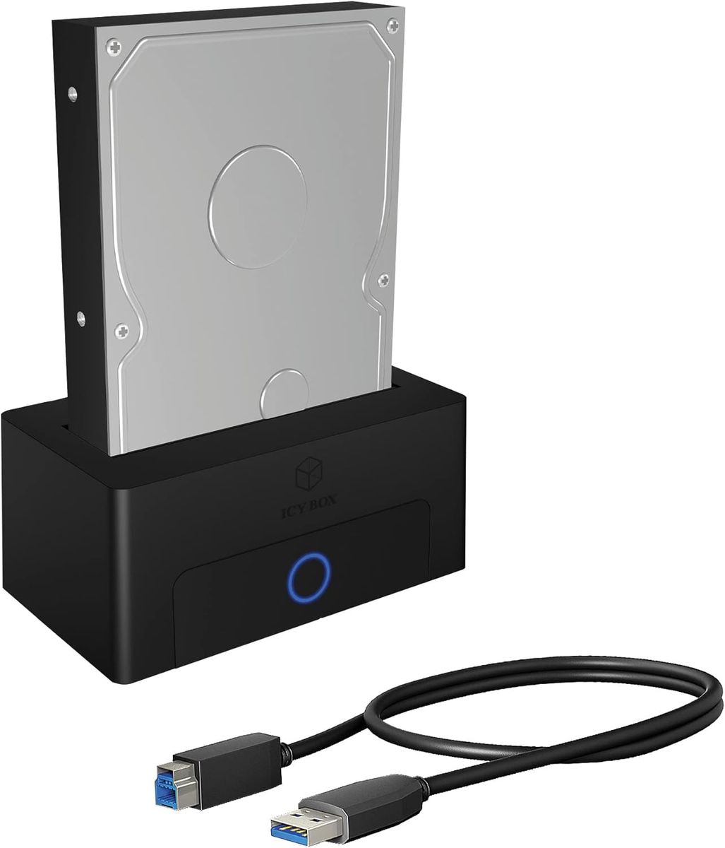 ICY BOX IB-1122-U3 HDD / Festplatten-Dockingstation USB 3.0 für SATA 2,5 Zoll & 3,5 Zoll Festplatten-Lesegerät Adapter Extern Schwarz