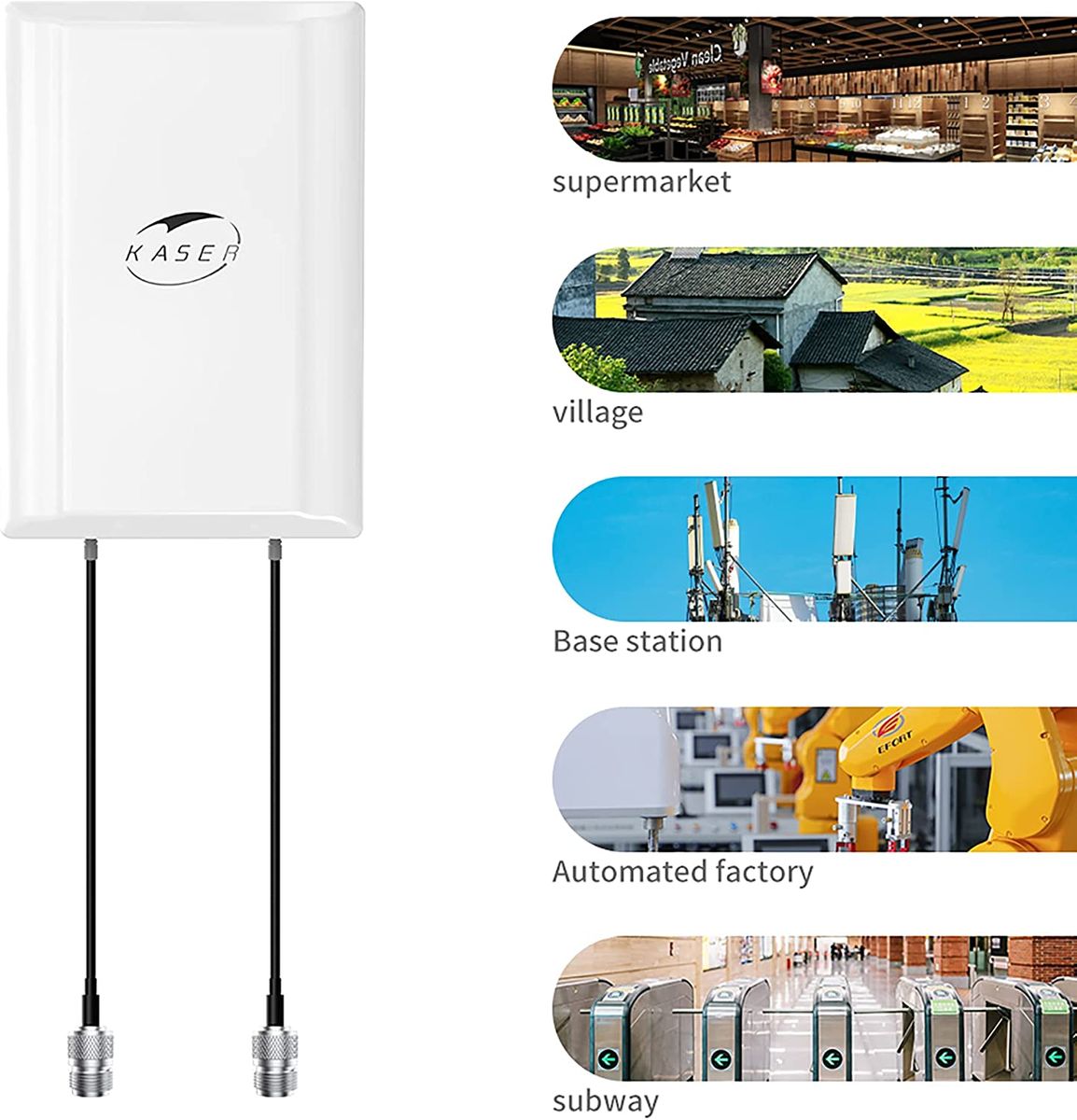 KASER 4G LTE 5G Antenne Outdoor Mimo Richtantenne 698-2700 | 3300-3800 MHz Bis zu 12dBi Verstärkung kompatibel 5g 4g Router N-SMA Ausgang mit TS9 adapter Inklusive Verlustarme Kabel 10 Meter -Model V3