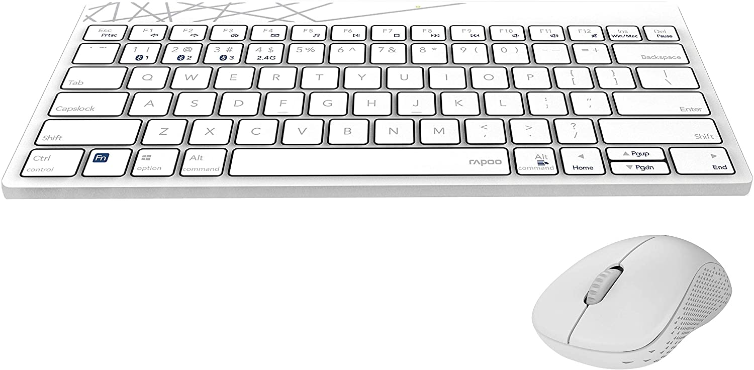 Rapoo 8000M kabelloses Multi-Mode Deskset Tastatur & Maus weiß DE-Layout
