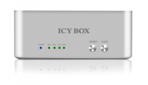 ICY BOX IB-120CL-U3 2-fach Dockingstation für 2,5" 6,35 cm 3,5" 8,9 cm SATA HDD/SSD USB 3.0 Klonfunktion JBOD/weiß