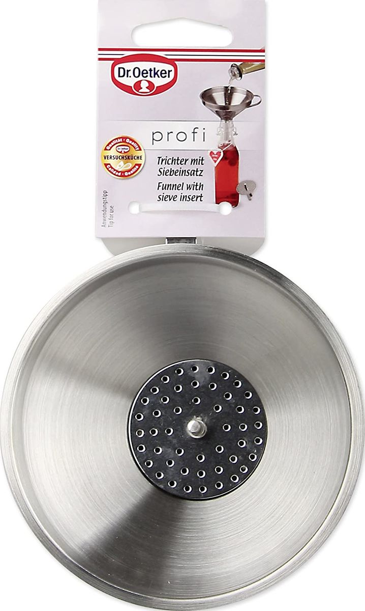 Dr. Oetker Funnel with Strainer, Stainless Steel, Grey