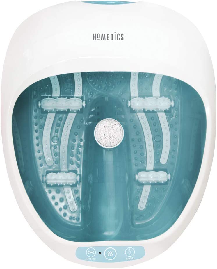 HoMedics Fußbad - Premium Spa Deluxe Fußbadewanne mit Massage & Wärme, Fuß-Sprudelbad für die Füße & schöne Beine - Inkl. Hydro-&Vibrationsmassage, 4 Lufteisen, 2 Pediküre-Einsätze - Bis Gr. 47