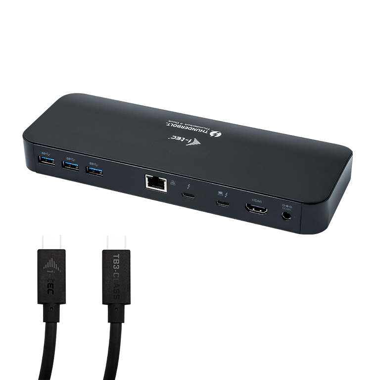 i-tec Thunderbolt 3 Docking Station 2x4K - 1x DisplayPort, 1x HDMI, 1x USB 3.1, 1x USB 2.0, 1x GLAN Ethernet, 1x Audio - for MacOS, Windows, Linux
