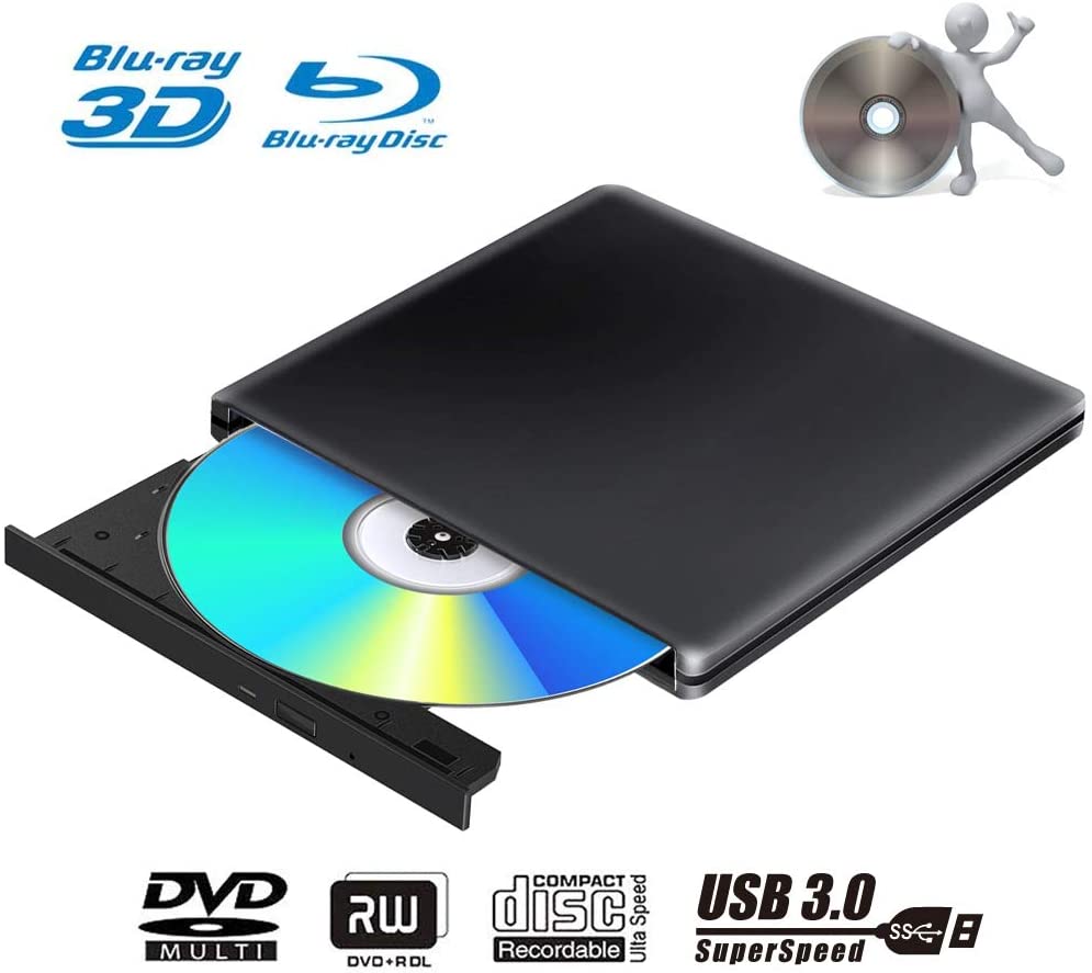 Moglor External Blu Ray DVD Drive Burner 3D Portable USB 3.0 CD DVD RW Player for Mac OS, Linux, Windows XP/Vista/7/8/10,PC