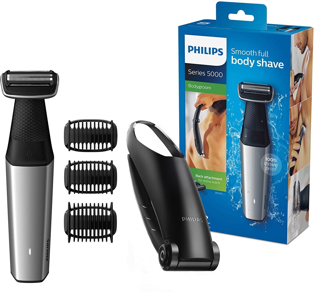Philips Bodygroom Series 5000 with attachment for back hair removal BG5020/15 (incl. 3 comb attachments)