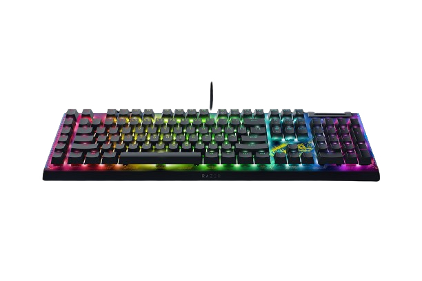 Razer BlackWidow V4 X - Fortnite Edition Mechanische Gaming-Tastatur mit RGB (Yellow Switches, 6 eigene Makro-Tasten, Doubleshot-ABS-Tastenkappen) - (USA Layout - QWERTY)