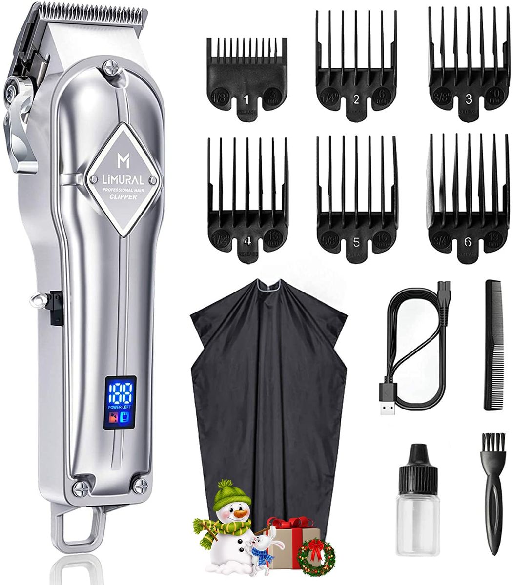 Limural - Professional rechargeable shaver for men, professional design, with heads for haircut, beard. Kit for hairdressers, LED light display.