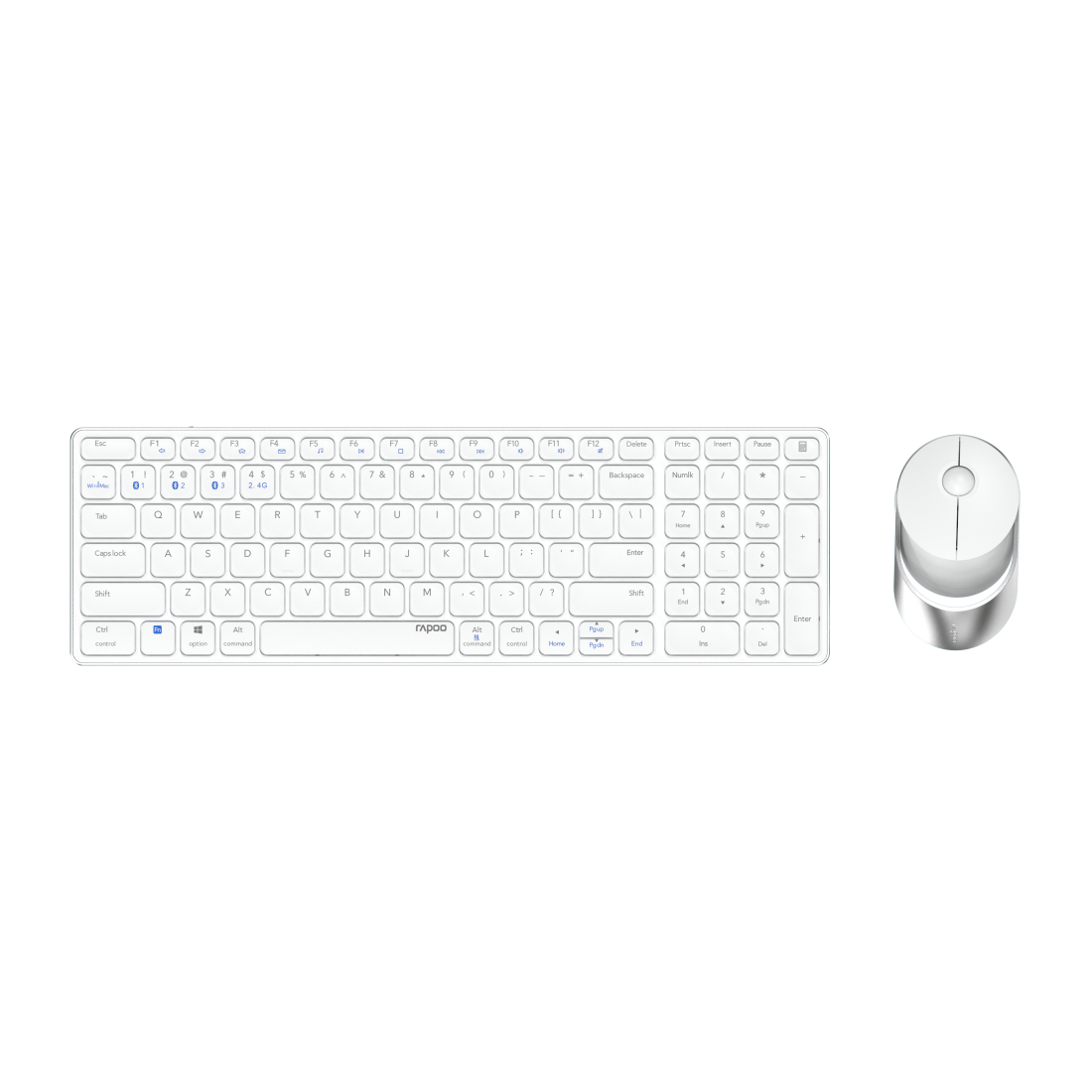 Rapoo 9750M Tastatur Maus enthalten RF Wireless + Bluetooth Weiu00df - (DEU Layout - QWERTZ)