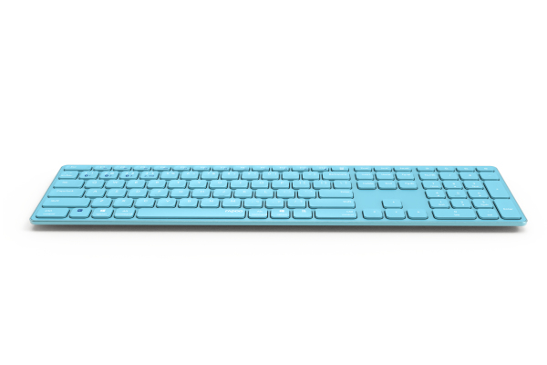 Rapoo E9800M kabellose Tastatur Wireless Keyboard wiederaufladbarer Akku flaches Aluminium Design PC & Mac - blau - (DEU Layout - QWERTZ)