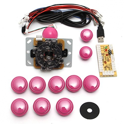 Meco Joystick-Satz, 5 Stück, ohne Verzögerung, Leiterplatte + USB 2.0, Griff Encoder Controller Arcade Joystick PC DIY Game Handle Gamepad, kompatibel mit Mame & Kampfstock