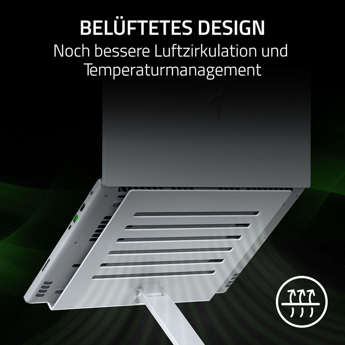 Razer Adjustable Laptop Stand - Ergonomischer höhenverstellbarer Laptop-Ständer für Laptops bis zu 18“ Zoll (höhen- und neigungsverstellbar, Robustes Aluminium, belüftetes Design) Mercury